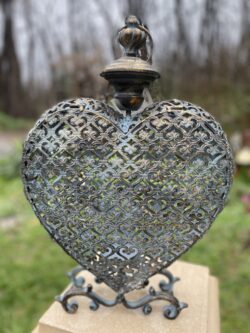 Vintage,antik zöld ,szív alakú mécsestartó